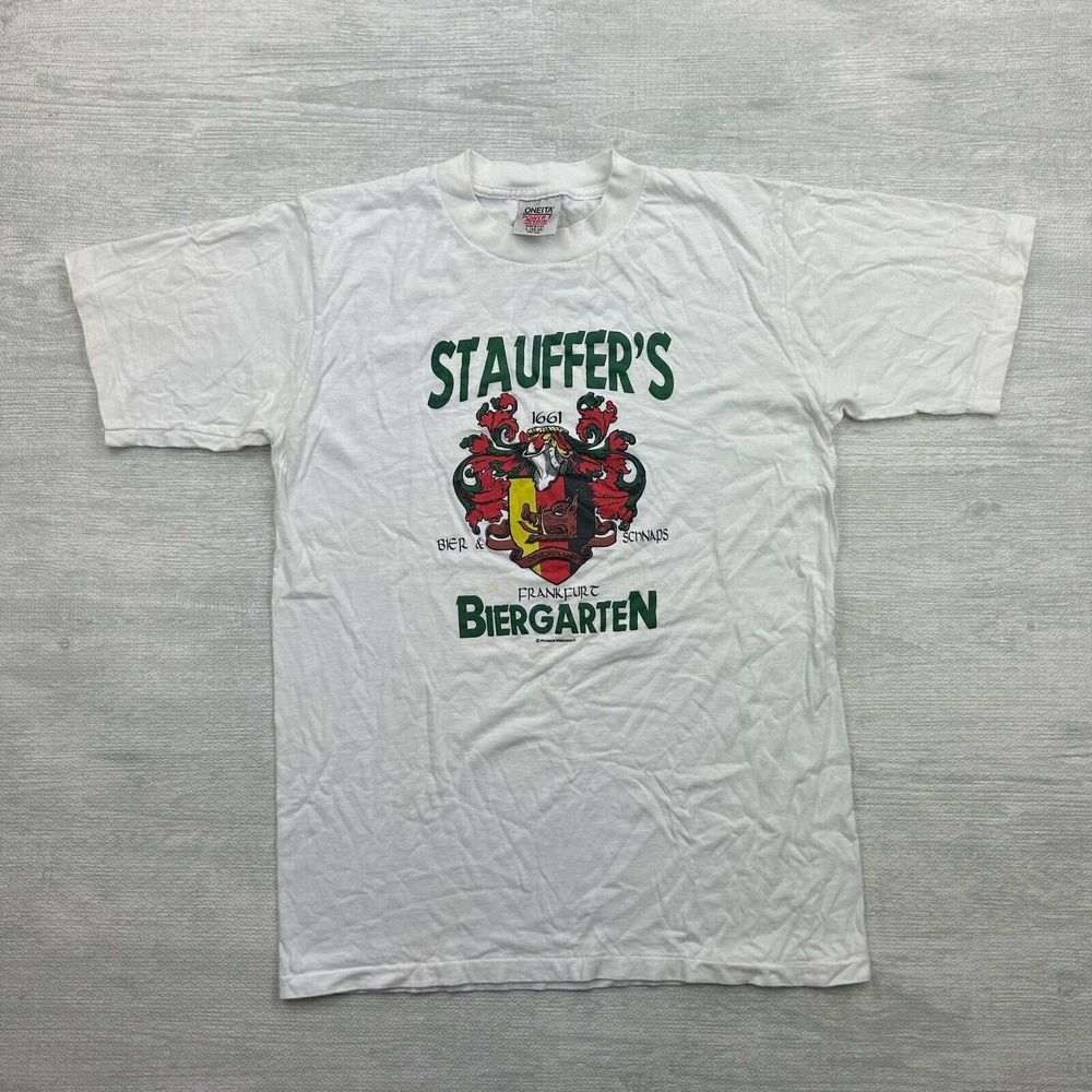 Vintage Stauffer's‎ Biergarten Shirt Adult Large Frankfurt Germany Beer Garden